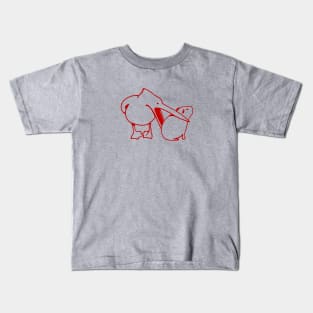 Minimalist art of a funny event with Pelican and Capybara in red ink Kids T-Shirt